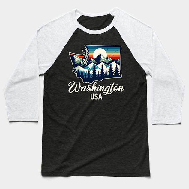 Washington State USA Outdoors Baseball T-Shirt by DetourShirts